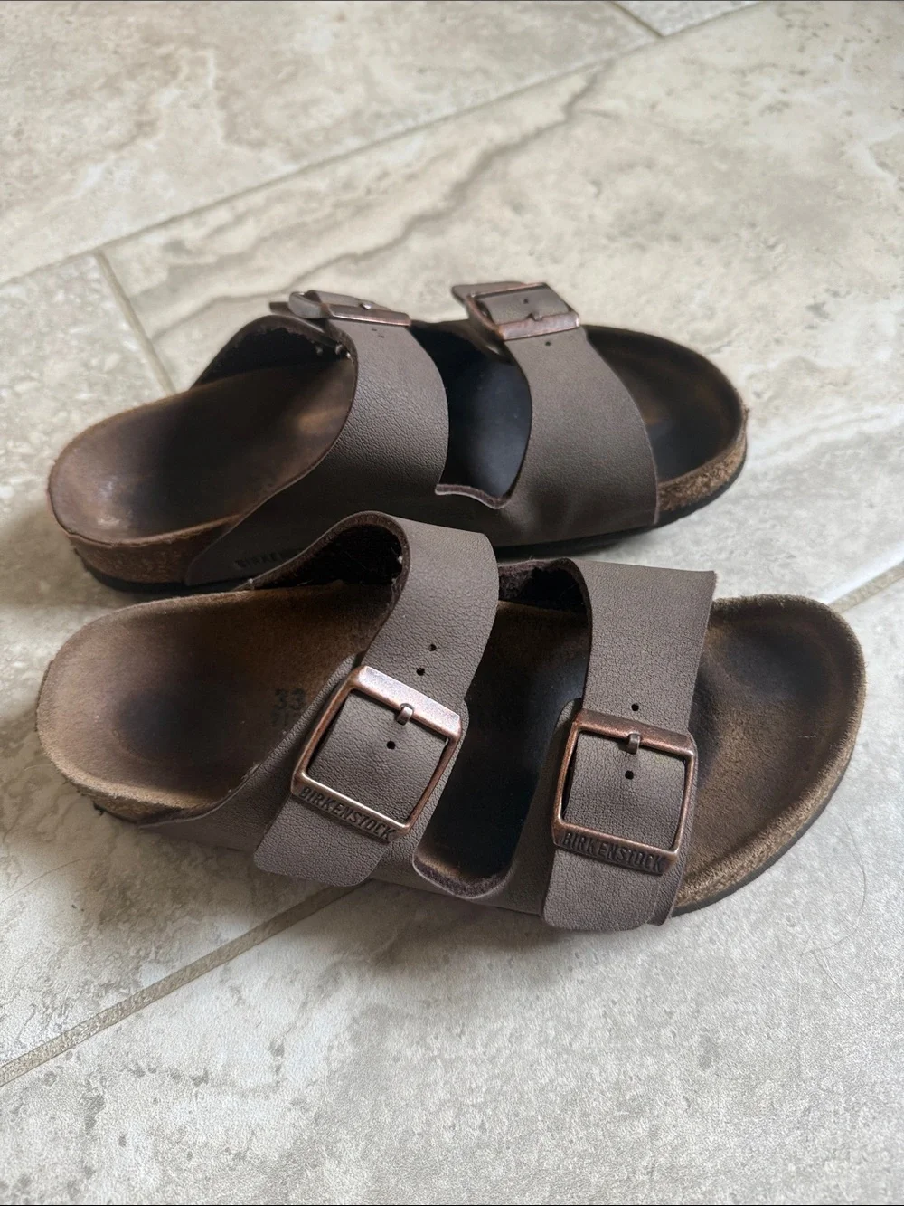 Birkenstock Brown Suede Double Buckle Slides